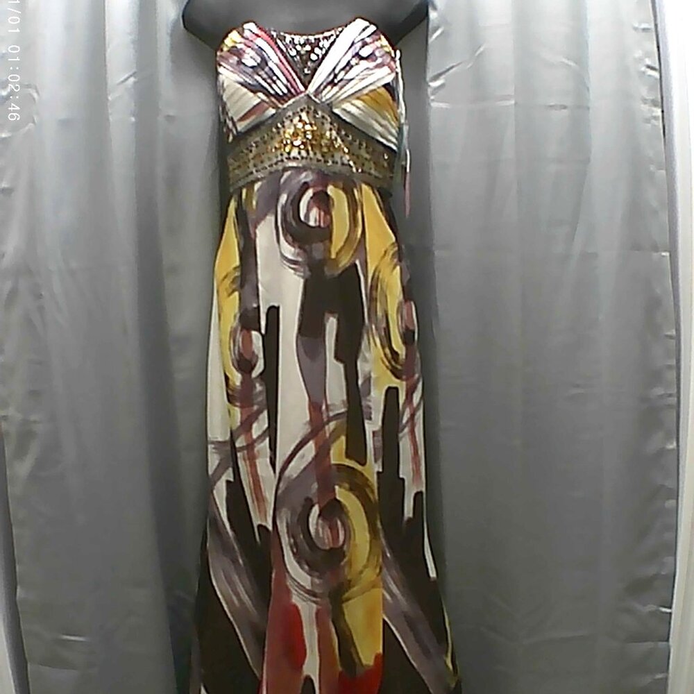 Marie Lee Formal Dress Size 16 White Yellow Purple Pink